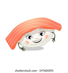 The funny sushi. Vector illustration.