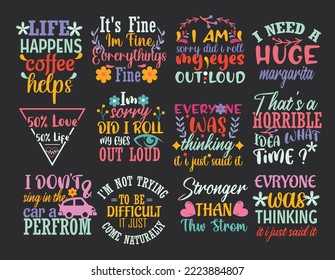 Funny SVG quotes T-shirt Bundle Design 