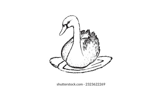 Funny swan bird. Coloring book happy birds for kids. Flat vector illustration with cartoon bird silhouette. Cute characters. Minimalist poster design. 