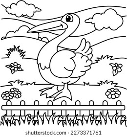 Funny swan cartoon characters vector illustration. For kids coloring book.