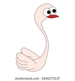 Engraçado cisne. Ilustração do vetor do pássaro do amor. Fundo transparente isolado do cisne divertido. Perfeito para a arte infantil, adesivo de criança, capa de cartaz de jardim de infância e impressão de camiseta infantil. Design de casamento ideal. EPS 10