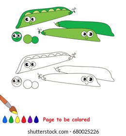 Funny Sweet Green Pea to be colored, the coloring book for preschool kids with easy educational gaming level.