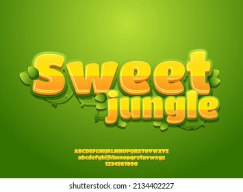 funny sweet jungle with vine leaves game logo title text effect