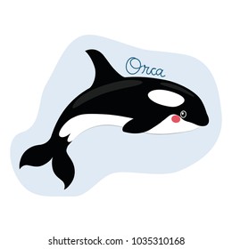 Funny sweet killer whale orca illustration with text