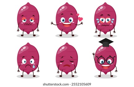 funny sweet potato cartoon character with different pose activity design illustration