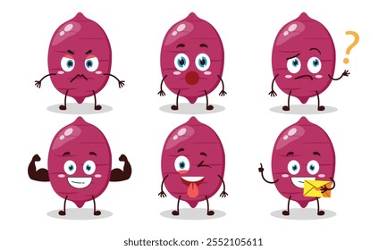 funny sweet potato cartoon with different expressions character design illustration