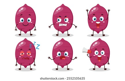 funny sweet potato cartoon with many expressions design illustration