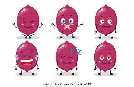 funny sweet potato cartoon with various expressions design illustration