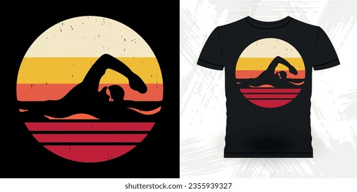 Funny Swimmer Sport Retro Vintage Swimming T-Shirt Design