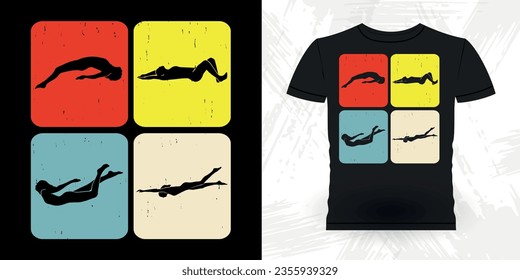 Funny Swimmer Sport Retro Vintage Swimming T-Shirt Design