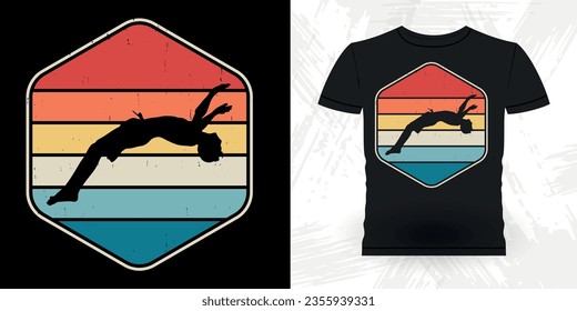 Funny Swimmer Sport Retro Vintage Swimming T-Shirt Design
