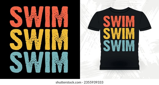 Funny Swimmer Sport Retro Vintage Swimming T-Shirt Design