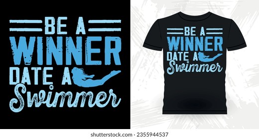 Funny Swimmer Sport Retro Vintage Swimming T-Shirt Design