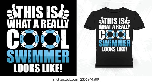 Funny Swimmer Sport Retro Vintage Swimming T-Shirt Design