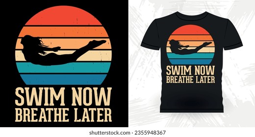 Funny Swimmer Sport Retro Vintage Swimming T-Shirt Design