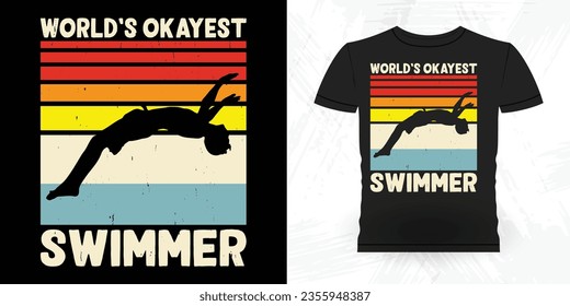 Funny Swimmer Sport Retro Vintage Swimming T-Shirt Design