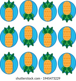 Funny swimming pineapples pattern illustration