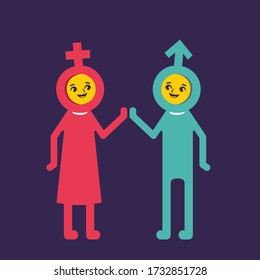 Funny Symbol Gender Teaching Sex Education To Kids Vector Illustration - Vector