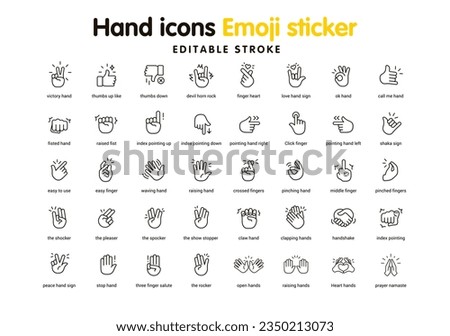 funny symbol sticker vector hand gesture emojis icons collection
