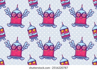 funny syringe character seamless pattern illustration background 
