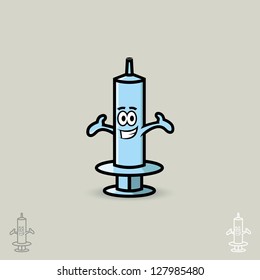 Funny syringe - vector illustration