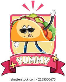 Funny taco cartoon character illustration