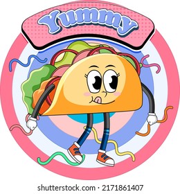 Funny taco cartoon character illustration