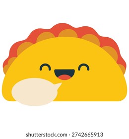 Funny taco character with speech bubble isolated vector illustration on white background