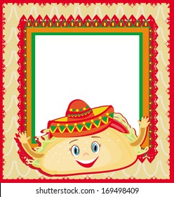 funny Tacos Character , Mexican frame card