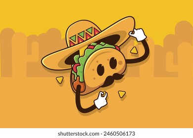 funny tacos illustration eating nacho