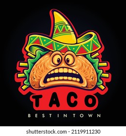 Funny tacos mexican Fast Food Vector illustrations for your work Logo, mascot merchandise t-shirt, stickers and Label designs, poster, greeting cards advertising business company or brands.