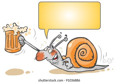 Funny  talking Snail brings a Beer.