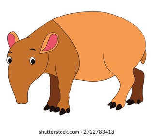 Engraçado tapir no fundo branco