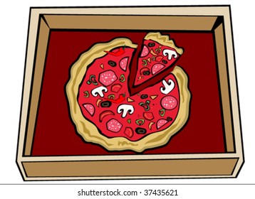 funny tasty cartoon pizza in vector