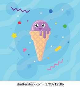 funny tasty ice cream for your icon, geometric patterns items