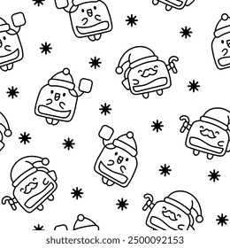 Funny tea bag with different emotions. Seamless pattern. Coloring Page. Cartoon character. Hand drawn style. Vector drawing. Design ornaments.