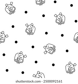 Funny tea bag with different emotions. Seamless pattern. Coloring Page. Cartoon character. Hand drawn style. Vector drawing. Design ornaments.
