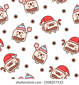 Funny tea bag with different emotions. Seamless pattern. Cartoon character. Hand drawn style. Vector drawing. Design ornaments.