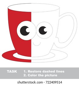 Funny Re Tea Pair, Sauser and Cup. Dot to dot educational game for kids.
