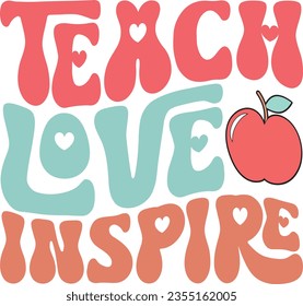 Funny Teacher Sublimation Colorful Design. Back to School Typographic Design on White Background for Printing Business.
