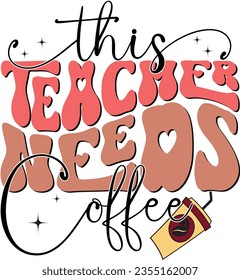 Funny Teacher Sublimation Colorful Design. Back to School Typographic Design on White Background for Printing Business.