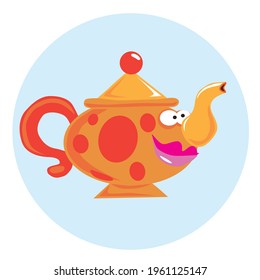 Funny teapot, character, cartoon character, illustration, funny hero, logo