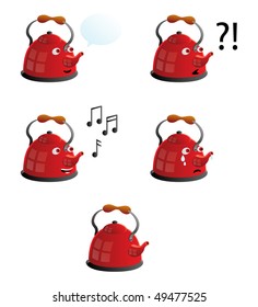 Funny teapot faces icons in different moods