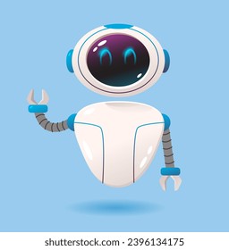 Funny technological online assistant, bot or  helper with artificial intelligence. Cartoon vector illustration