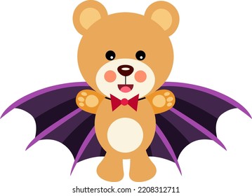 Funny teddy bear with bat wings
