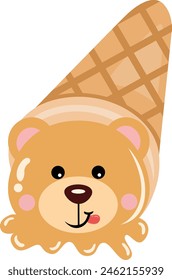 Funny teddy bear ice cream cone melting
