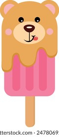 Funny teddy bear ice cream on a stick