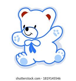 Funny Teddy Bear Icon Isolated on White Background. Flat Design Vector Silhouette