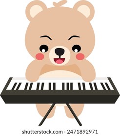 Funny teddy bear playing the piano
