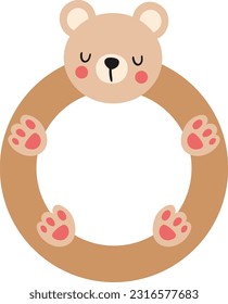 Funny teddy bear round frame
